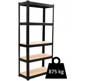 Стелаж металевий на 5 полиць 180 X 90 X 40 см 175кг чорний MIR-RMP175 Стелаж металевий на 5 полиць 180 X 90 X 40 см 175кг чорний MIR-RMP175