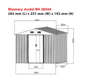 Садовий будиночок 2 х 2,6 х 1,9 м, сірий Bass Polska BH 28564 Садовий будиночок 2 х 2,6 х 1,9 м, сірий Bass Polska BH 28564