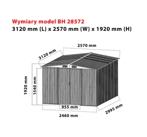 Садовий будиночок 3,1 х 2,6 х 1,9 м, сірий Bass Polska BH 28572 Садовий будиночок 3,1 х 2,6 х 1,9 м, сірий Bass Polska BH 28572